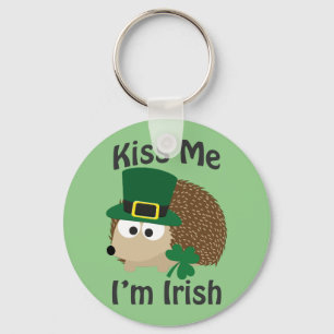 Kiss Me I'm Irish Hedgehog Key Ring