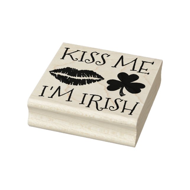 Kiss Me I'm Irish Lips Shamrock St. Patrick's Day Rubber Stamp (Stamp)