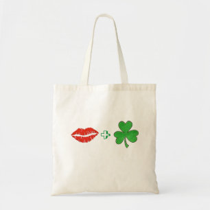 Kiss Me I'm Irish Lips + Shamrock Tote Bag