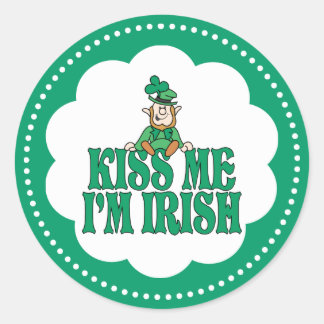 Kiss Me I'm Irish Little Leprechaun Classic Round Sticker