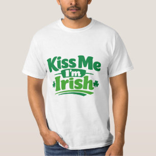 Kiss Me I'm Irish Modern Typography Lucky Shamrock T-Shirt