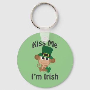 Kiss Me, I'm Irish! Monkey Key Ring