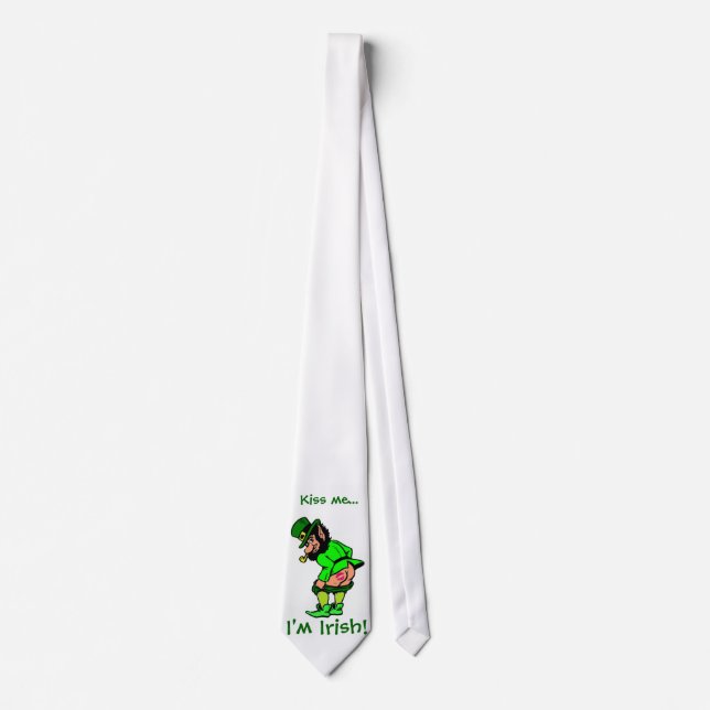 Kiss Me, I'm Irish Mooning Leprechaun Necktie (Front)