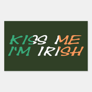 Kiss Me I'm Irish overlaid on Irish Flag stkcnt Rectangular Sticker