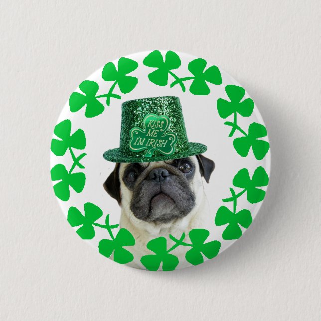 Kiss me i'm Irish pug button (Front)
