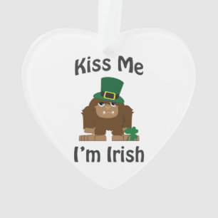 Kiss Me I'm Irish Saint Patricks Day Bigfoot Ornament
