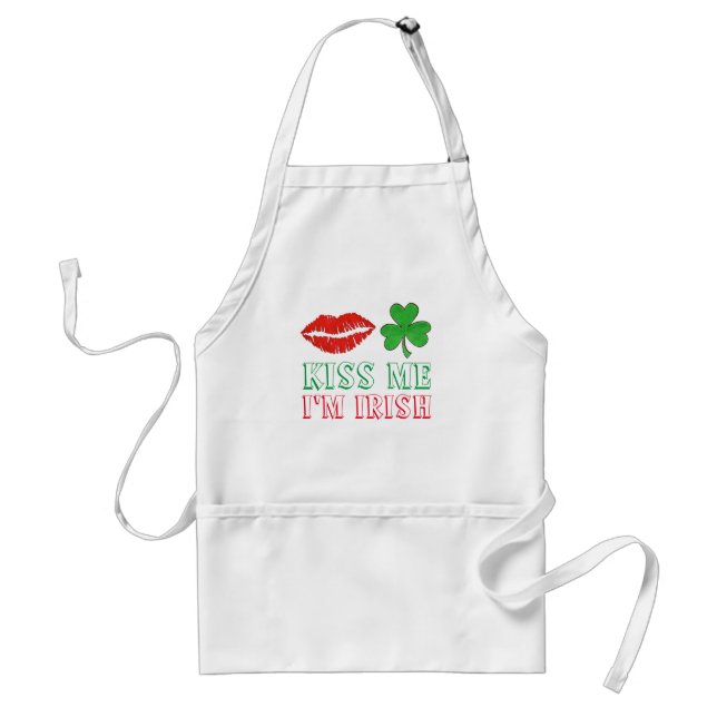 Kiss Me I'm Irish Shamrock Saint St. Patrick's Day Standard Apron (Front)