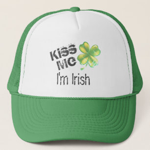Kiss Me I'm Irish, shamrock, Trucker Hat