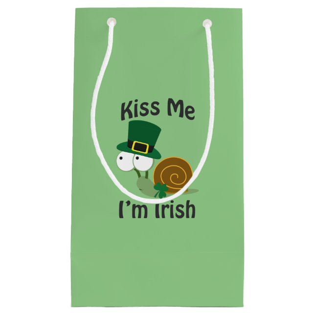 Kiss Me I'm Irish Snail Small Gift Bag (Front)