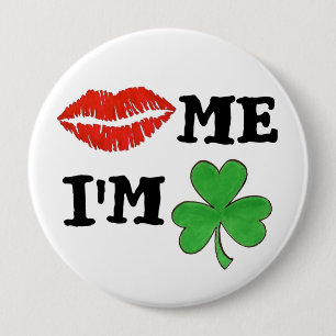 Kiss Me I'm Irish St. Patrick's Day Lips Shamrock 10 Cm Round Badge