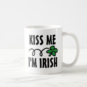 Kiss me I'm Irish St Patricks Day mug with clover
