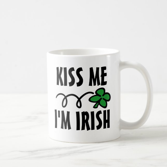 Kiss me I'm Irish St Patricks Day mug with clover (Right)