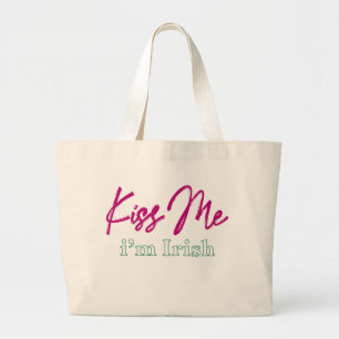 'kiss me i'm irish' T-Shirt Large Tote Bag