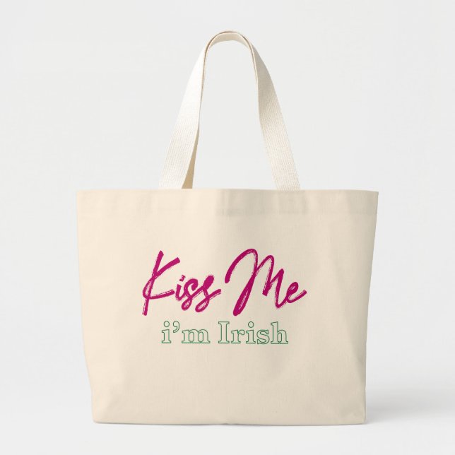 'kiss me i'm irish' T-Shirt Large Tote Bag (Front)