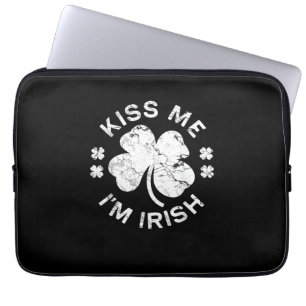 Kiss Me I'm Irish T-Shirt Saint Patrick Day Shirt  Laptop Sleeve