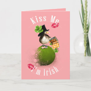Kiss Me I'm Irish with Ducky Leprechaun Card