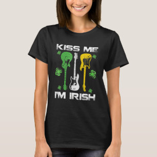 Kiss Me I'm Irish With Guitars Shamrock For St Pat T-Shirt
