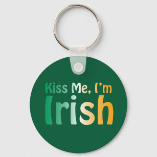 Kiss Me I'm Irish with Ireland flag colors Key Ring