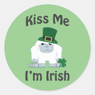 Kiss Me I'm Irish Yeti Classic Round Sticker