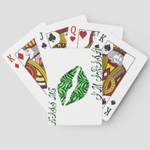 Kiss Me I'm Irish Zebra Print Playing Cards