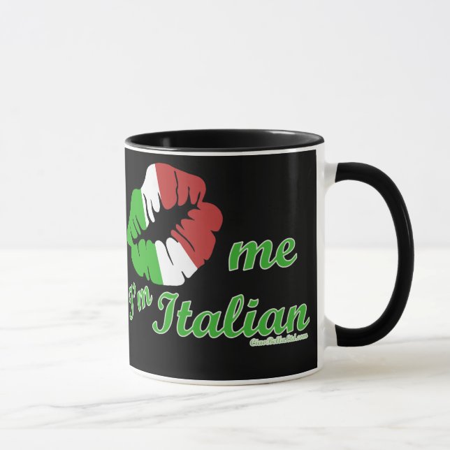 Kiss Me I'm Italian Black Background Mug (Right)