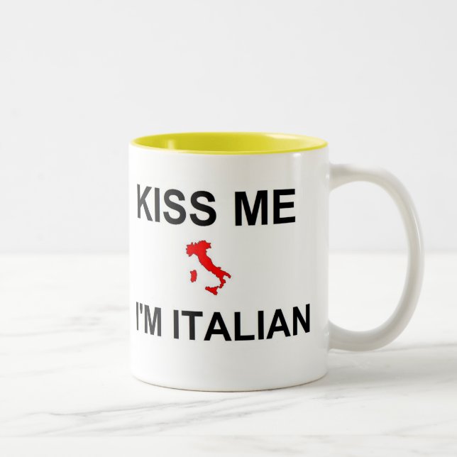 Kiss Me I'm Italian Two-Tone Coffee Mug (Right)