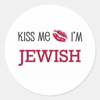 Kiss Me I'm JEWISH Classic Round Sticker