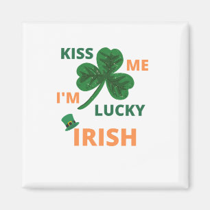 Kiss me i'm lucky irish  square  magnet