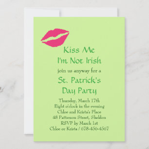 Kiss Me I'm Not Irish Party Invitation