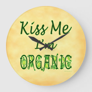 Kiss Me I'm Organic Faux Parchment Wall Clock