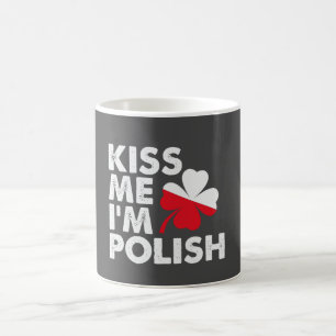 Kiss me I'm Polish Funny St Patricks Day Poland Coffee Mug