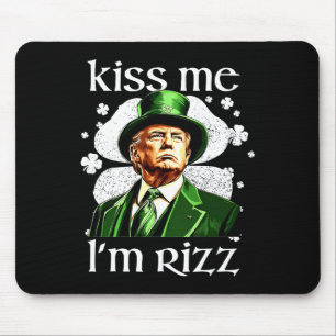 Kiss Me I'm Rizz Trump Shamrock St Patricks Day Mouse Mat