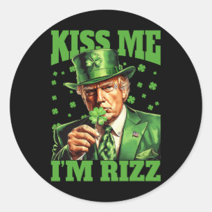 Kiss Me I'm Rizz Trump St Patricks Day Irish Lucky Classic Round Sticker