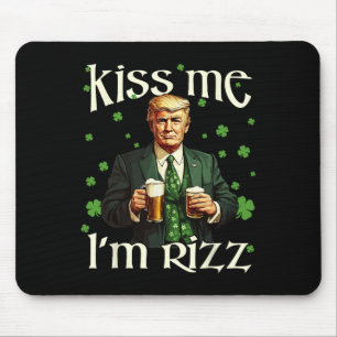 Kiss Me I'm Rizz Trump St Patricks Day Irish Lucky Mouse Mat
