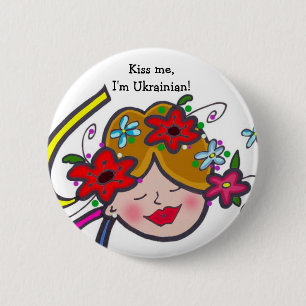 Kiss me, I'm Ukrainian! 6 Cm Round Badge
