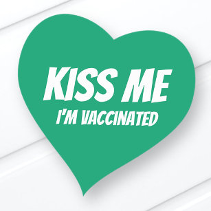 Kiss Me I'm Vaccinated Modern Cute Funny Quote Heart Sticker