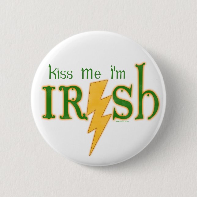 Kiss Me Irish Lightning Bolt Button (Front)