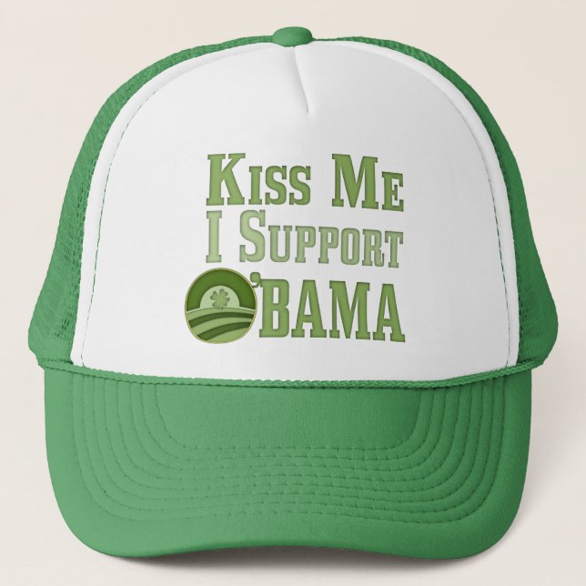 Kiss Me Irish Obama Trucker Hat (Front)