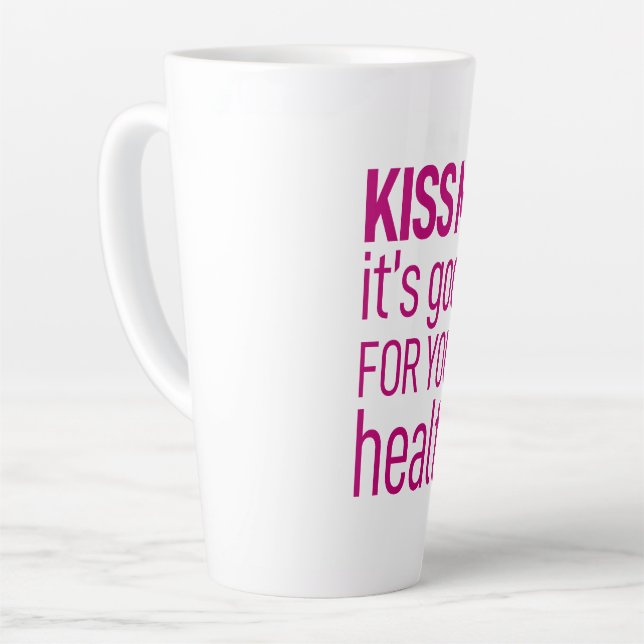 Kiss me it's good for your health latte mug (Left Angle)