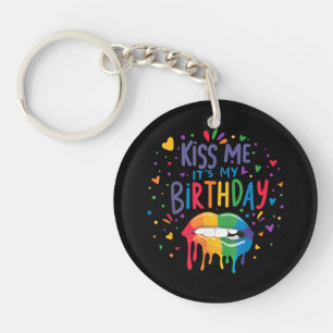 Kiss Me It's My Birthday Key Ring