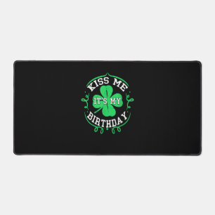 Kiss me it's my Birthday St Patricks Day Boys Men Desk Mat