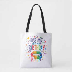 Kiss Me It's My Birthday Tote Bag