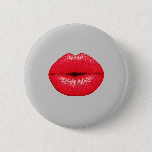KISS me LIPS red mouth 6 Cm Round Badge (Front)