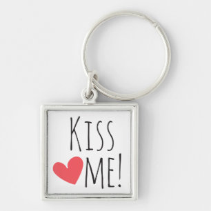 Kiss Me Love Quote Red Heart Wedding Bridal Shower Key Ring