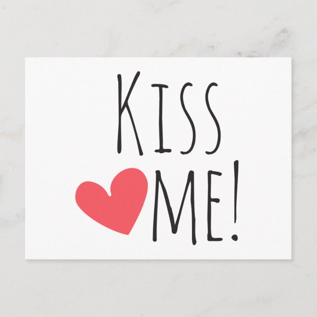 Kiss Me Love Red Heart Thinking Of You,  Hello Postcard (Front)