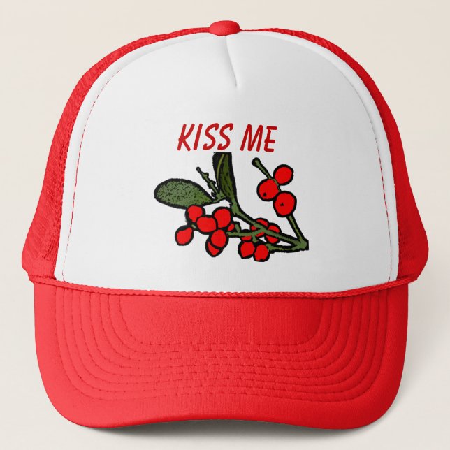 Kiss Me Mistletoe Hat (Front)