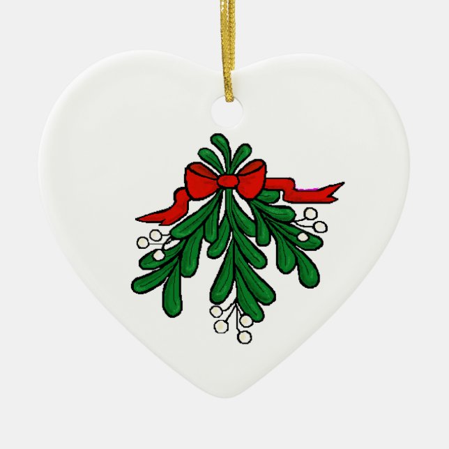 Kiss Me Morse Code Mistletoe Xmas Ornament (Front)