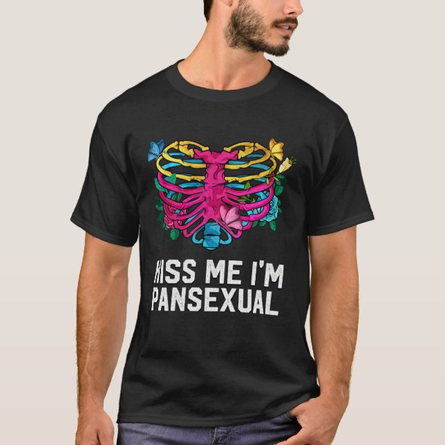 Kiss Me Pansexual LGBTQ Pan Pride  Party T-Shirt (Front)