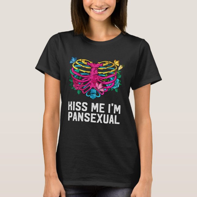 Kiss Me Pansexual LGBTQ Pan Pride  Party T-Shirt (Front)