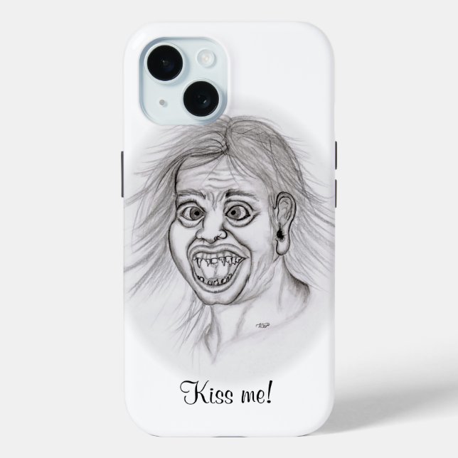 Kiss ME! - Pencil drawing black and white Design Case-Mate iPhone Case (Back)
